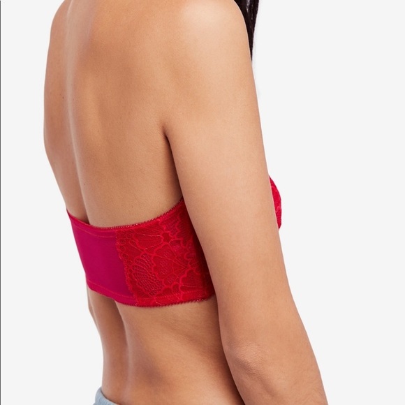 S 🔖 FREE PEOPLE Raspberry Red Pink Malinda Bandeau Bra OB762256A $28 - Picture 3 of 9